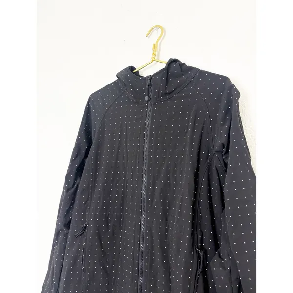 Lululemon Apres Yoga Jacket Black White Polka Dots Mid Length Hoodie - Image 7