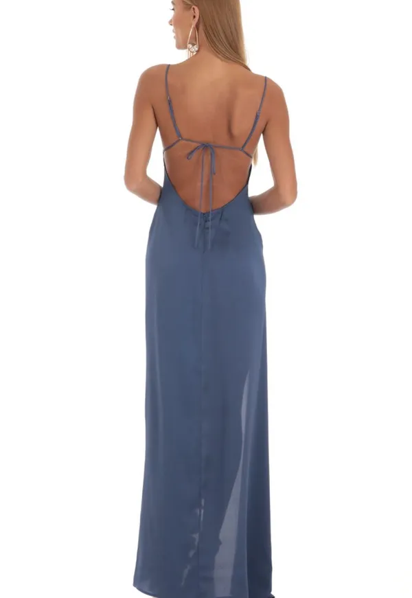 Satin Ruffle Maxi Dress Lucy in the Sky - Image 2