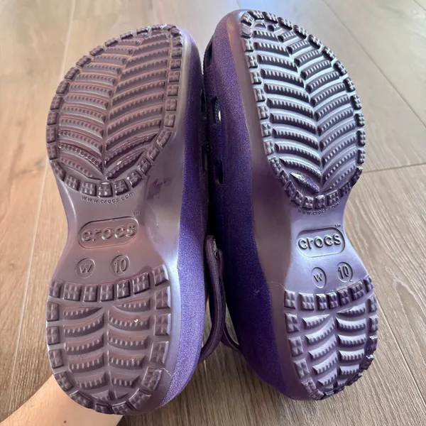 Crocs Classic Platform Clogs Sandals Purple Glitter Women Sz 10 - Image 5
