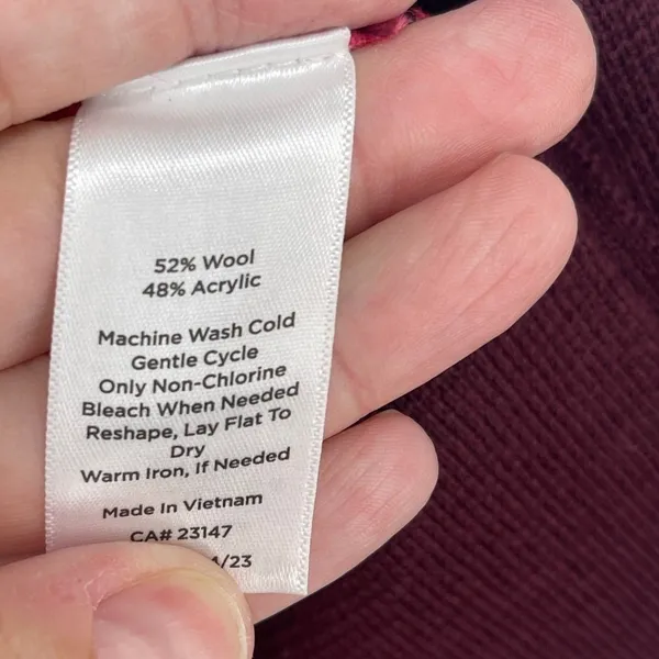 Talbots‎ Large Pink Burgundy Rugby Striped Wool Blend V-Neck Polo Sweater NWT - Image 4