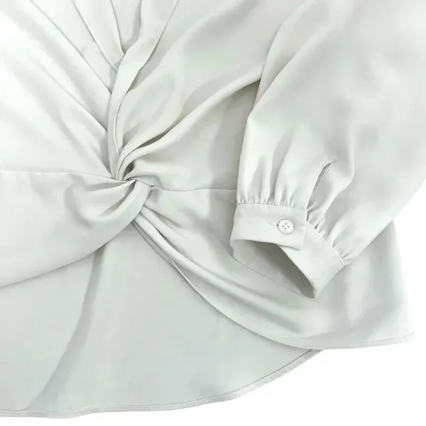 Amanda Uprichard Keely Twist Front Long Sleeve Crepe Blouse Ivory White Size S - Image 7