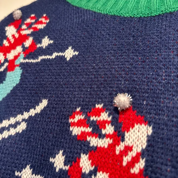 32 Degrees Heat Sz: XS Alpine Down Hill Ski Winter Trees Snow Holiday Pompom Sweater. - Image 10