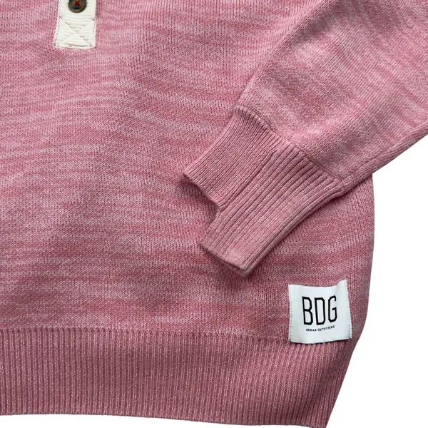 BDG Urban Outfitters Women's MEDIUM Renna Pink Long Sleeve Rugby Sweater Prep - Image 6