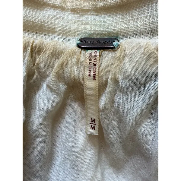Free People Plaid Cotton Gauze Zip Up Bomber Jacket Cream Orange Brown Womens M - Image 7
