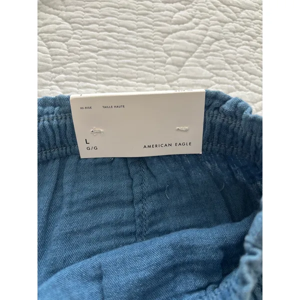 American Eagle Gauzy Pull On Pants Womens Lrg Blue Beachy Travel Resort NWT - Image 5