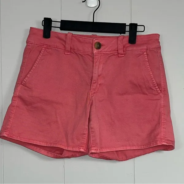 American Eagle Super Stretch Pink Aeo Twill Midi Shorts Size 27 Summer Preppy - Image 2