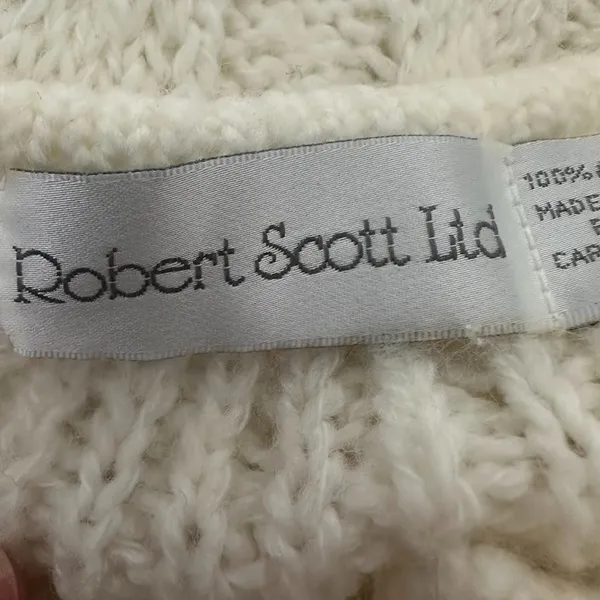 Vintage Robert Scott Ltd Cable Knit Button Cardigan Cream Sweater‎ Sz 34 Cottage - Image 6