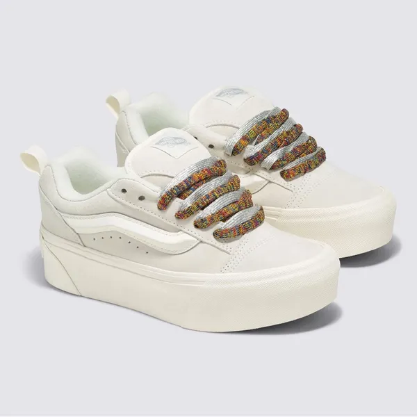 NEW Vans Knu Stack Women's Platform Shoes Vintage Suede Marshmallow W-9.5 M -8 - Image 2