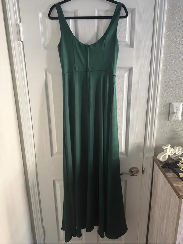 David's Bridal Celebrate Crepe-Back Satin Scoop Tank Dress Juniper Size 6 - Image 6