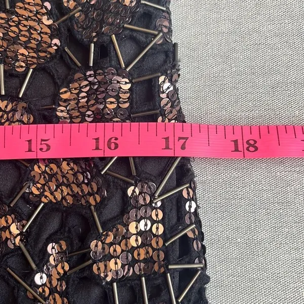 Guess Brown Bronze Metallic Sequin Black Mini Cocktail Party Dress Glam 9‎ Jrs - Image 8