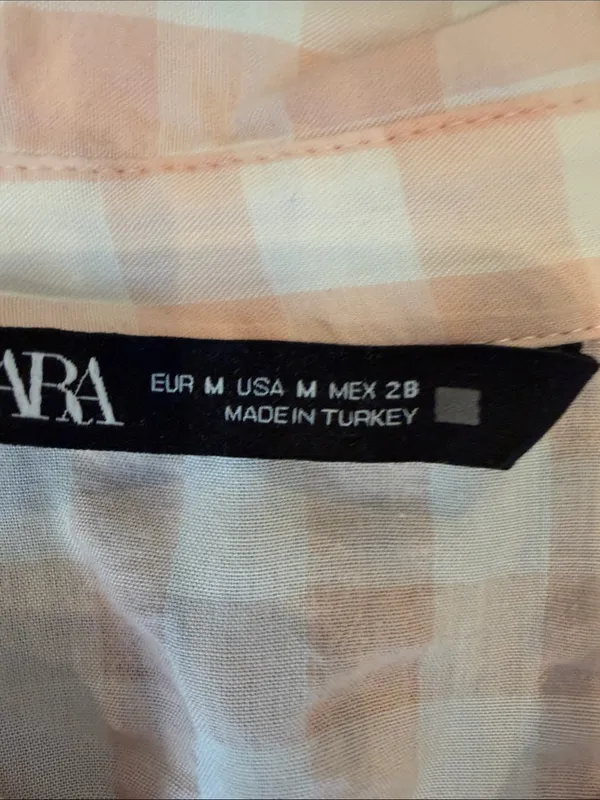 Zara Lightweight Pink Plaid Oversized Button Down Shirt - Medium - C30-044 - Image 2