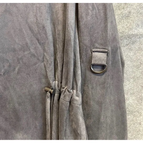 KUT FROM THE KLOTH Dianne Jacket Women Large Gray Faux Suede Drape Front Cinch‎ - Image 15