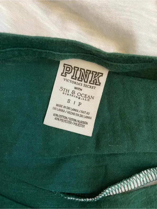 Victoria’s Secret PINK green white MSU Michigan State Spartans t-shirt tee small - Image 4