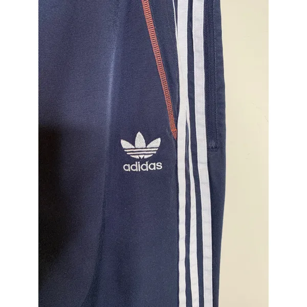 Adidas Blue Sz Large Three Stripe Pants Pockets Twill - Image 3