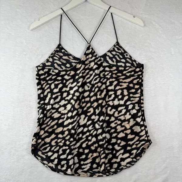 Victoria's Secret Leopard Print Satin Cami Tank Top Small Black Beige 406702-NEM - Image 7