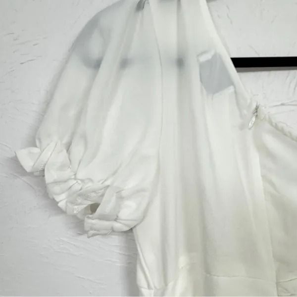 Hello Molly Not Fair On Me White One Shoulder Mini Dress Womens 6 Ruched Ruffled - Image 10