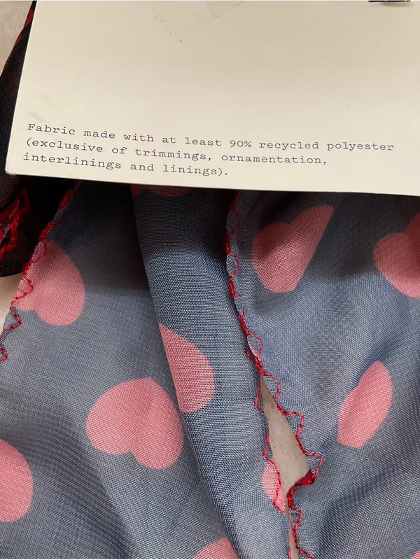 a new day Black Sheer Bow Scarf with Red Heart Print - Image 3