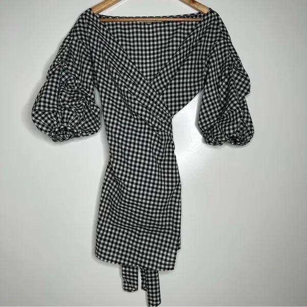 Lovers + Friends Gabriel Ruched Sleeve Wrap Mini Dress Size XS - Image 3