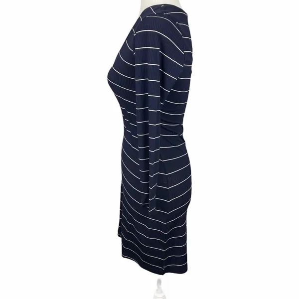 Revolve Capulet Mini Dress‎ Bodycon Navy White Stripe Rib Knit U Neck Size M NEW - Image 3