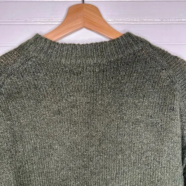 Topshop Women's Green Chunky Knit Mock Neck Oversized Sweater Size S US 4-6 - Image 8
