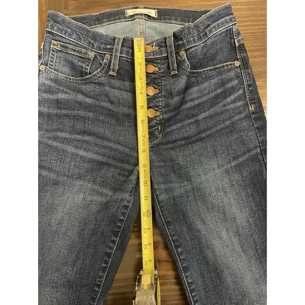 Madewell Jeans Womens 28T Blue 9" Highrise Skinny Raw Hem Button Fly Fade - Image 8