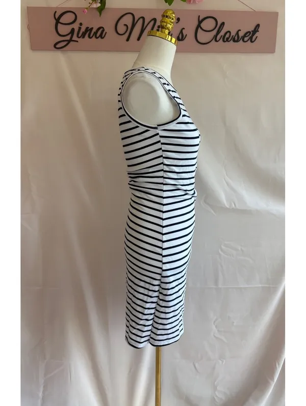 BTFBM Women's Black and White Striped Sleeveless Bodycon Dress Size Small - Image 2