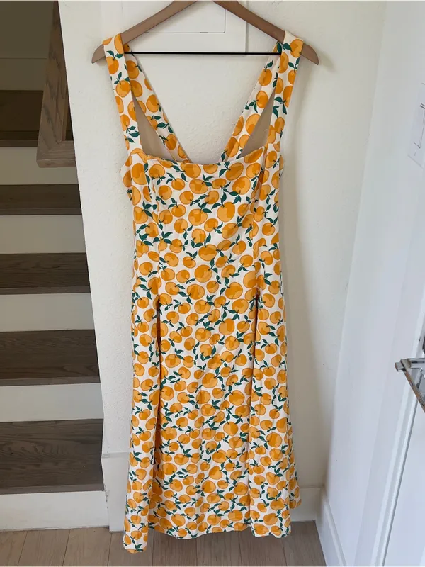 Anthropologie Maeve Printed A-Line Halter Midi Dress Oranges NWT - Image 4
