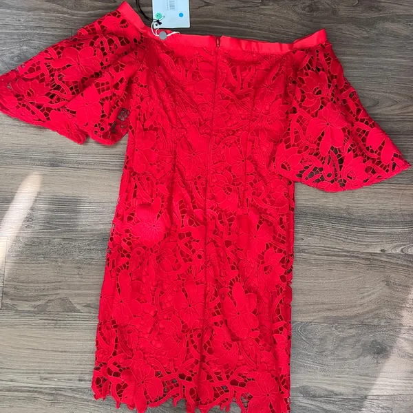 No Secrets Milano Italy Floral‎ Lace Off Shoulder Holiday Christmas Formal Dress - Image 2