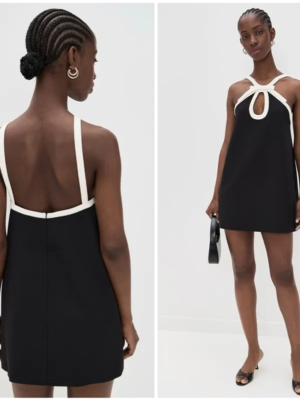 NWT Alexis Elenora Mini Short Black White Bow Dress Size XL - Image 4