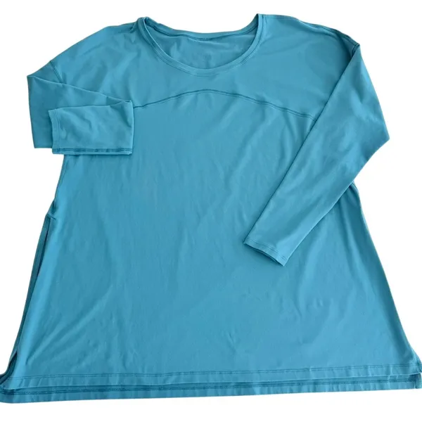 Lululemon Hit Unwind Long Sleeve Tonic Teal Blue Size 12 Rulu Side Tie Loose Fit - Image 3