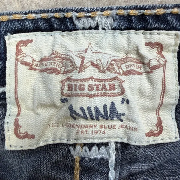 Big Star Jeans Womens 25 Nina Blue Y2K Western Thick Stitch Low Rise Straight - Image 3