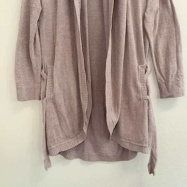 Barefoot Dreams CozyChic Ultra Lite Belted Cardigan Robe Taupe Size Small- Soft - Image 4