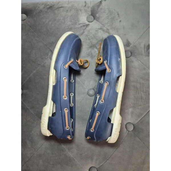CROCS Navy Beach Boat Shoes Lightweight Sandals Slip On W 7 - Image 2