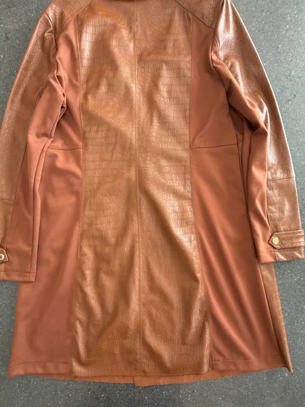 Marc New York by Andrew Marc Brown Croc-Embossed Open-Front Drape Jacket L - Image 4