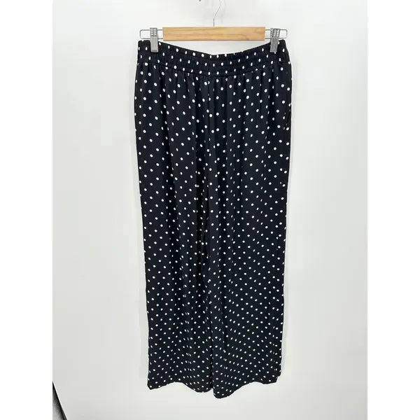 Victoria's Secret Black White Polka Dot Sheer Polyester‎ Wide Leg Pants Women M - Image 2