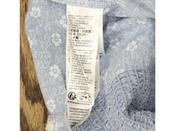 NWT Levi's Bustier Shirt Top Adjustable Straps 94417599 Blue Indigo Floral M - Image 5