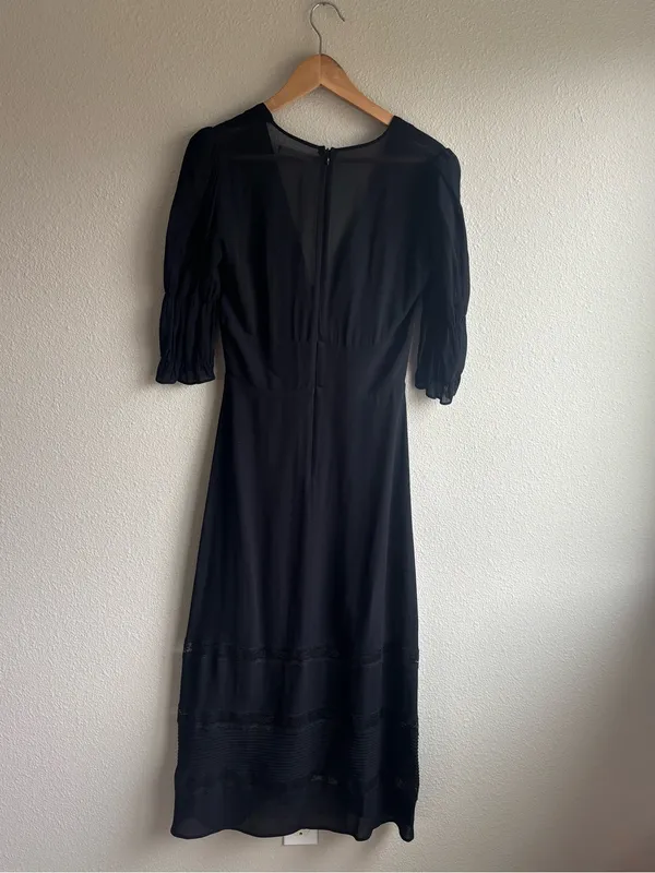Ginny Black V-Neck Midi Dress - Image 8