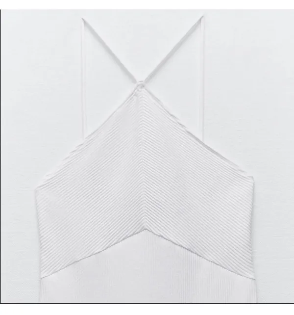 Zara Halter Ribbed MIDI Dress White - Image 2