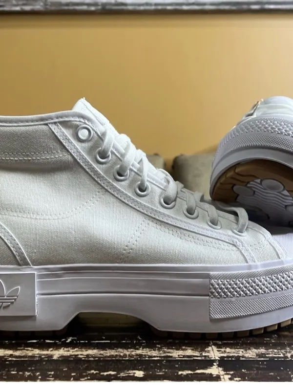 adidas White High-Top Platform Canvas Sneakers with Gum Outsole - Image 2
