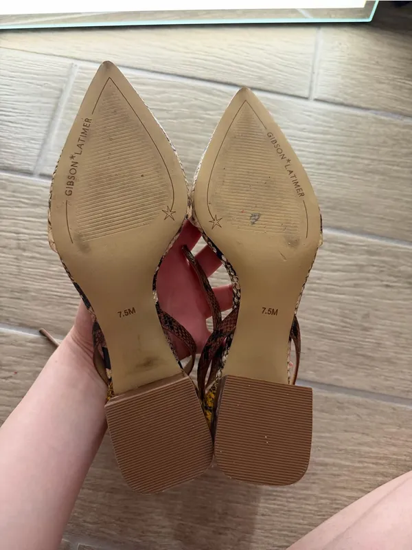 Gibson Latimer Snake-Print Pointed Toe Ankle-Strap Heels - Image 5