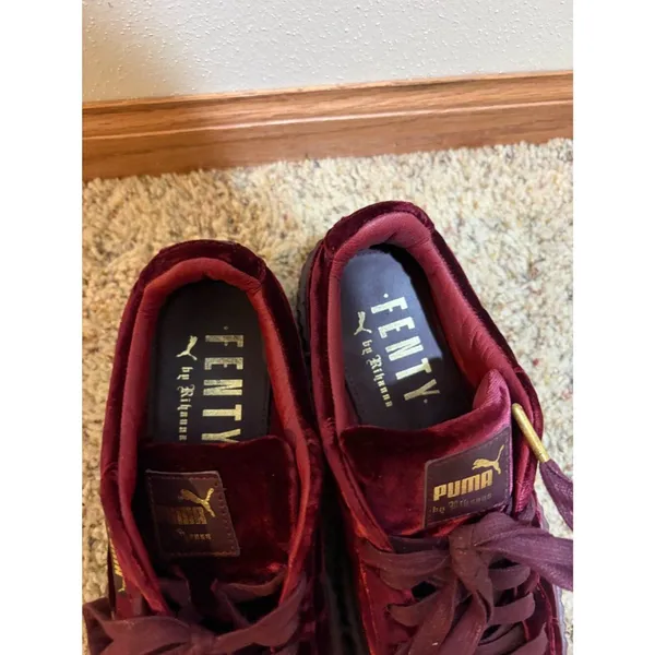Puma x Fenty Size 6 Rihanna Burgundy Red Velvet Creeper Platform Sneakers - Image 6