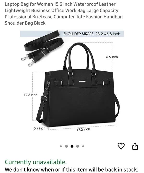 Amazon Women’s Business Laptop Bag Black Faux Waterproof Leather Briefcase Tote - Image 6