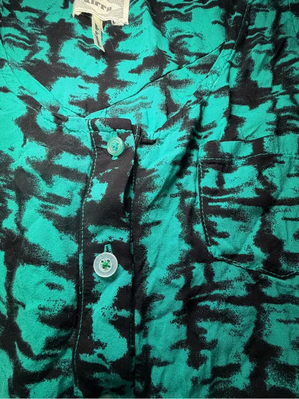 Kirra Teal and Black Abstract Button-Front Tank Top see description - Image 2