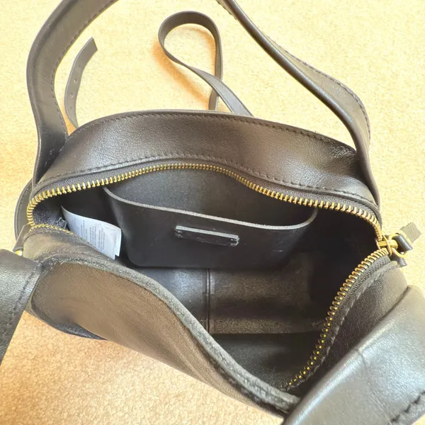 Madewell Sydney Black Leather Zip Top Small Crossbody Bag Convertible - Image 3