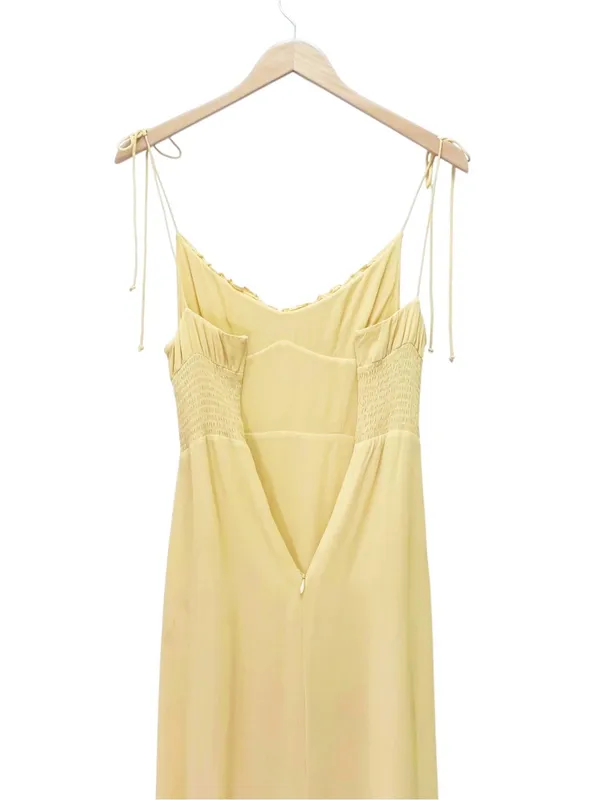 Reformation Embry Midi Dress Size 0 Sunshine Yellow Tie Strap Ruffle Hem - Image 7