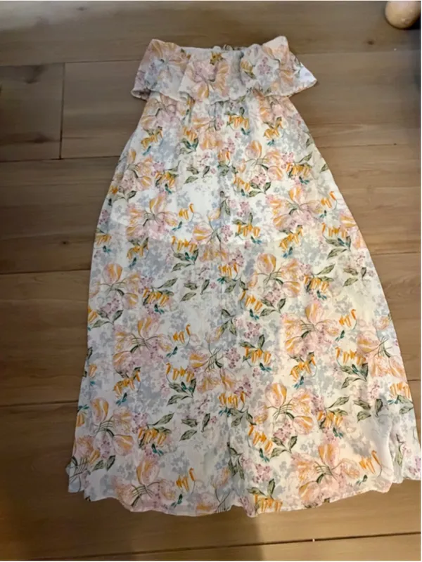 Floral Strapless Chiffon Maxi Dress S - Image 2