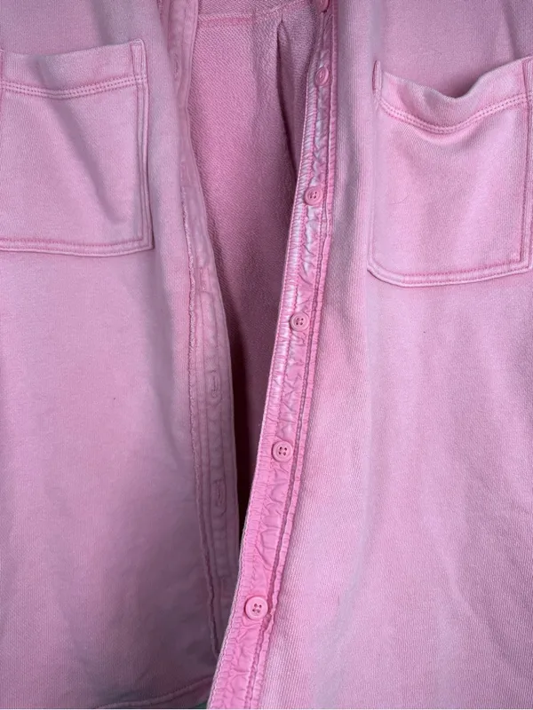 Aerie Lumber Jane Pink Terry Cloth Cotton Button Up Shacket - Size S - Image 8