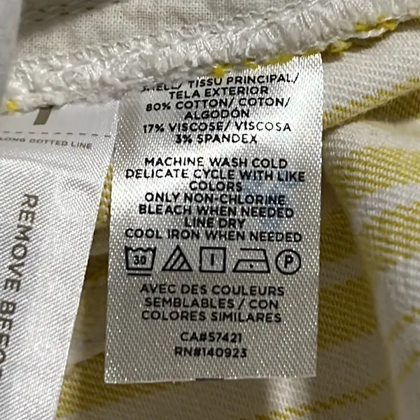 LOFT size 12 women’s striped skirt yellow white zip button close with pockets - Image 8