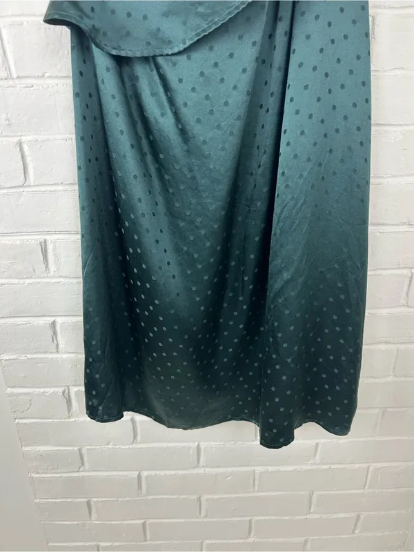 NWT Madewell Green Silk Polka Dot One Shoulder Dress Size 4 - Image 5