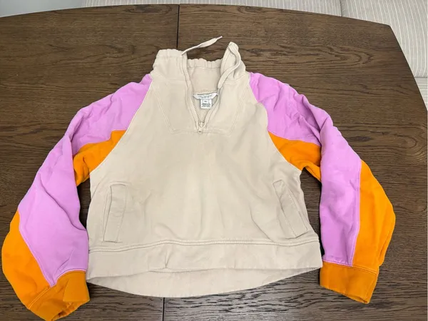 French Connection Beige Hoodie & Jogger Set with Pink and Orange Accents - Image 2